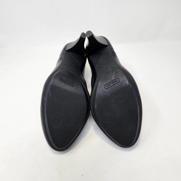 Coach Annika Heeled Ankle Booties Womens 7 B Black Leather Suede Fold Slip On - Picture 11 of 11